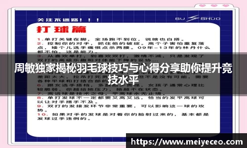 周敏独家揭秘羽毛球技巧与心得分享助你提升竞技水平